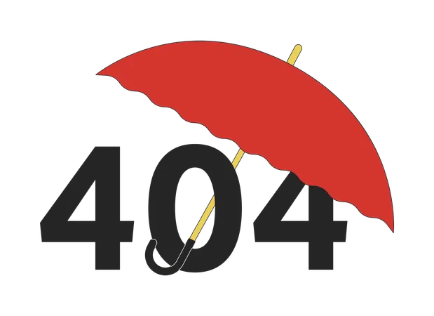 Mensagem flash de erro 404 do guarda-chuva portátil aberto  Ilustração