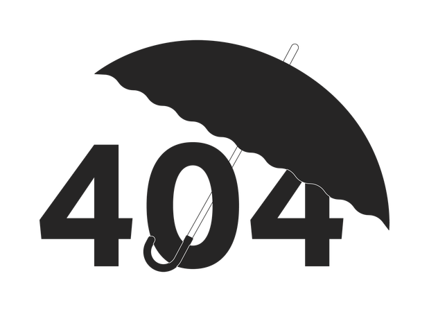 Mensagem flash de erro 404 do guarda-chuva portátil aberto  Ilustração