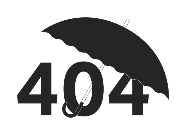 Mensagem flash de erro 404 do guarda-chuva portátil aberto  Ilustração