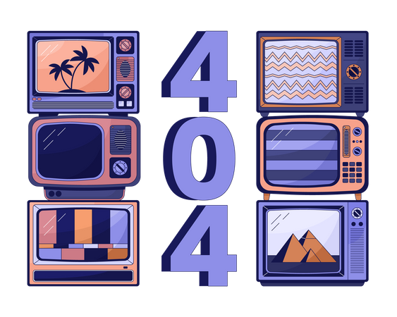 TV quebrada, sem sinal, erro 404  Ilustração