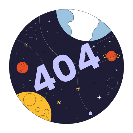 Universo com erro de planetas 404  Ilustração