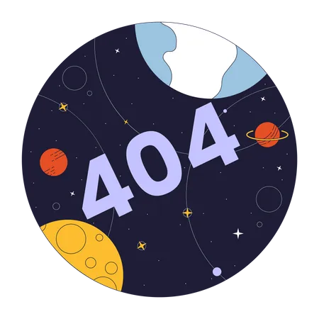 Universo com erro de planetas 404  Ilustração