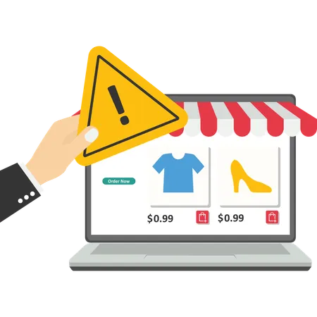 Error del sitio web de compras en línea  Ilustración