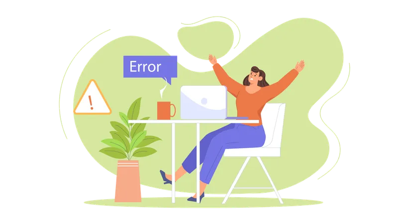 Empleado que enfrenta un error en el sitio web  Ilustración