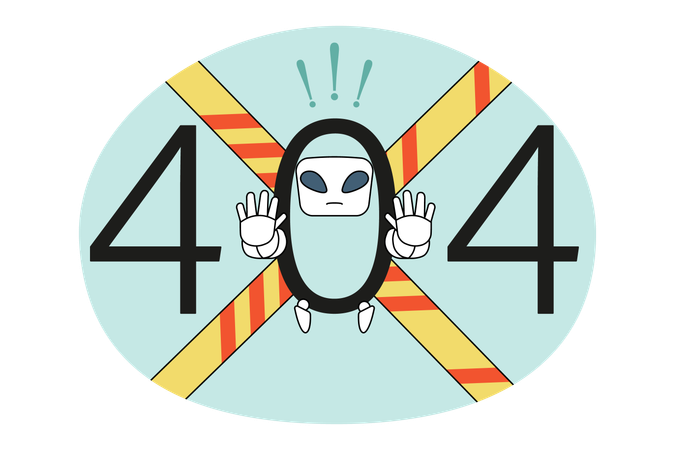 Error 404 and emergency sign in laptop  Illustration
