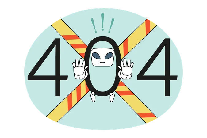 Error 404 and emergency sign in laptop  Illustration