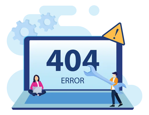 404 Error Illustration Maintenance System Technology Showing 404 Internet Connection Problem Message Flat Vector Illustration