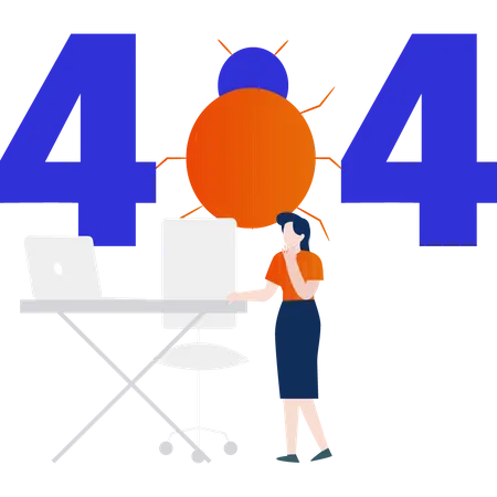 Error 404 debido a un ataque de virus  Ilustración