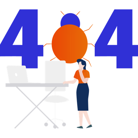 Error 404 due to virus attack Illustration