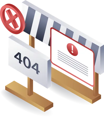 Señal de advertencia de error 404  Ilustración