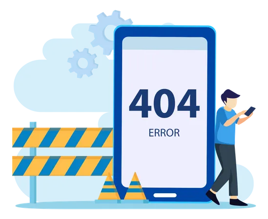 404 Error Illustration Maintenance System Technology Showing 404 Internet Connection Problem Message Flat Vector イラスト