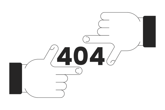 Mensaje flash 404 de error de marco de dedo  Ilustración