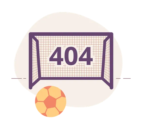 Error 404 en campo de fútbol y puerta  Ilustración