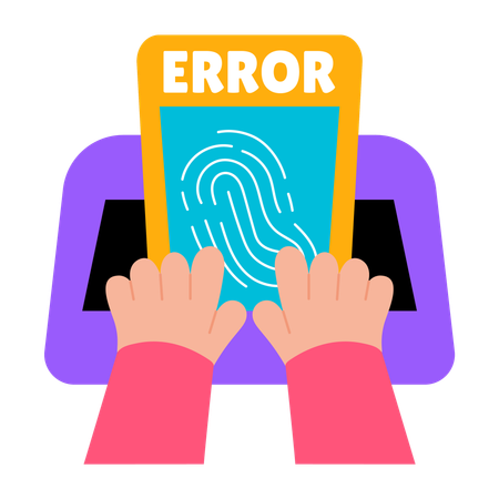Niño que se enfrenta a un error en las huellas dactilares  Illustration