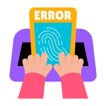 Niño que se enfrenta a un error en las huellas dactilares  Illustration