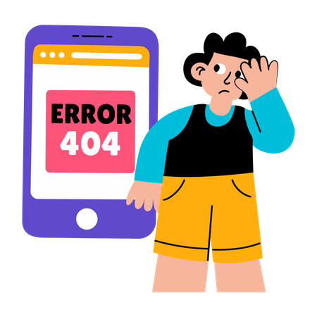 Niño enfrenta un error en el teléfono  Illustration