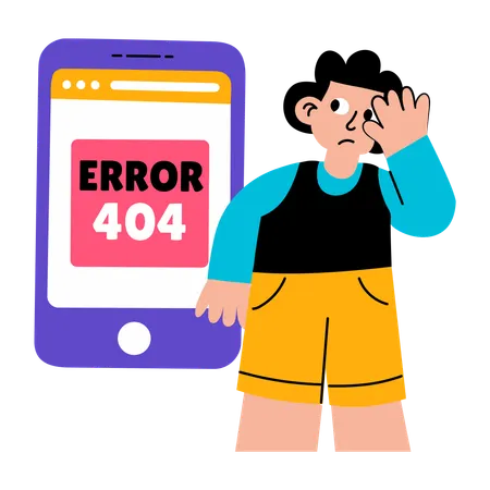 Niño enfrenta un error en el teléfono  Illustration