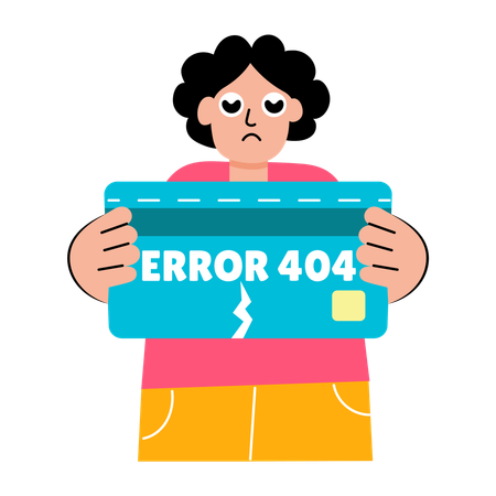 Niña que enfrenta un error de transacción  Ilustración