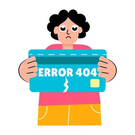 Niña que enfrenta un error de transacción  Ilustración