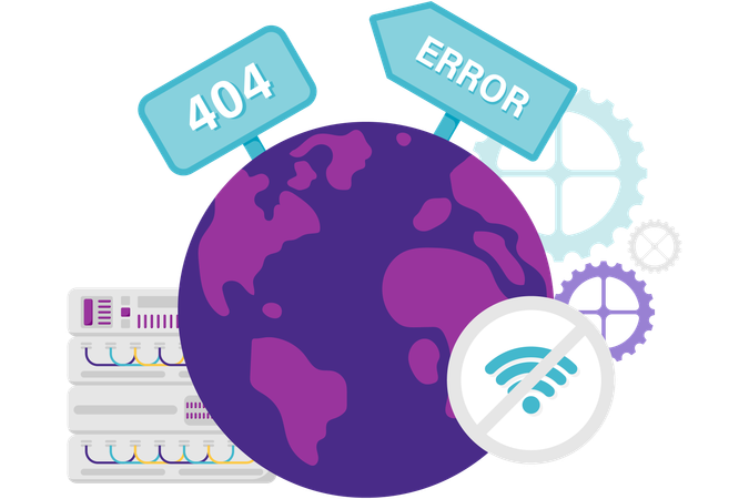 Error de globo y de internet  Ilustración