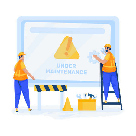 Error message site under maintenance  일러스트레이션