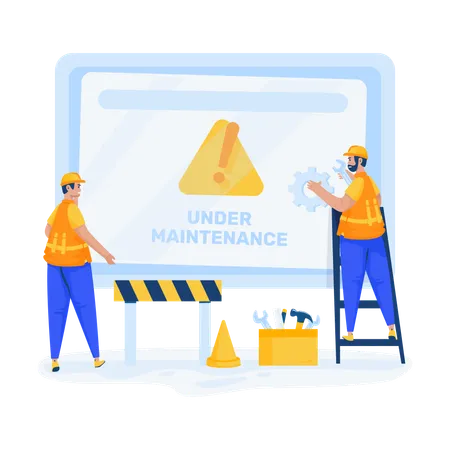 Error message site under maintenance  Illustration
