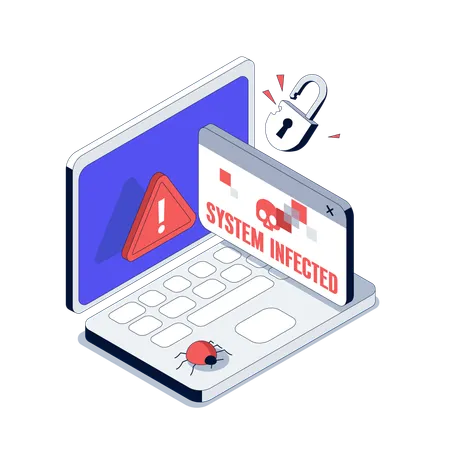 Error System is Infected with Virus  Illustration