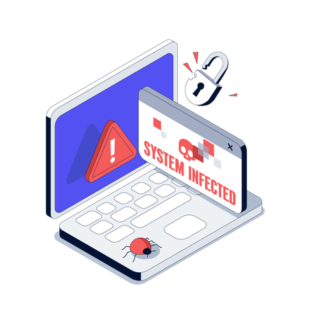 Error System is Infected with Virus  Illustration