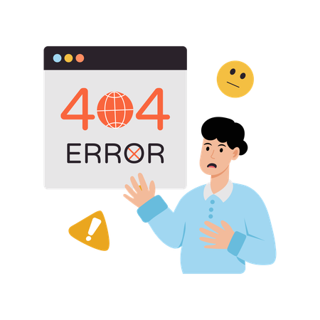 Empleado que enfrenta un error en la Web  Ilustración