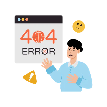 Empleado que enfrenta un error en la Web  Ilustración