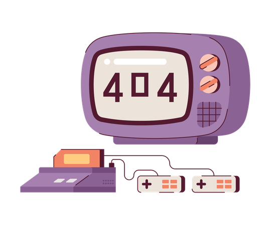 Schermo TV e console per videogiochi errore 404  Illustration