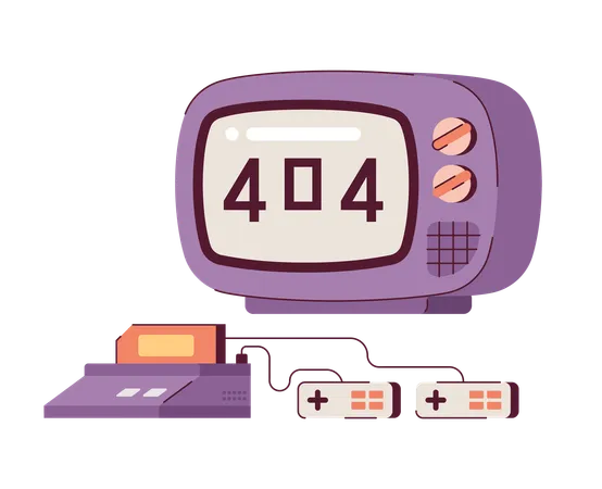 Schermo TV e console per videogiochi errore 404  Illustration