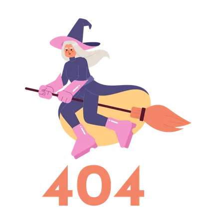 Errore 404 della strega sulla scopa  Illustration