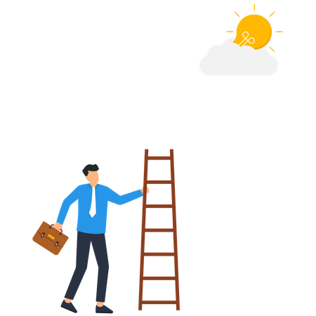 Escada do sucesso para alcançar o objetivo  Ilustração