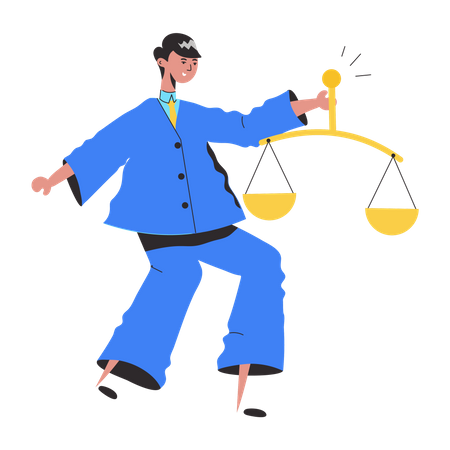 Advogado masculino segurando escala de justiça  Ilustração