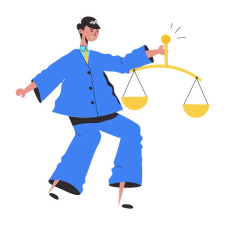 Advogado masculino segurando escala de justiça  Ilustração