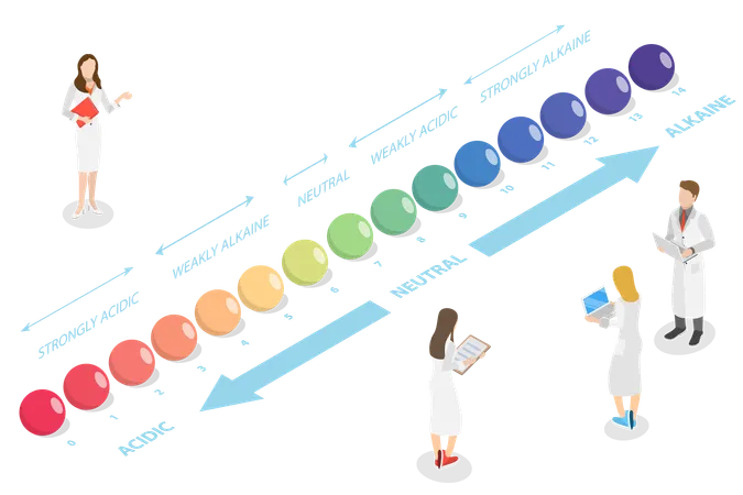 Escala de PH e equilíbrio ácido-base  Ilustração