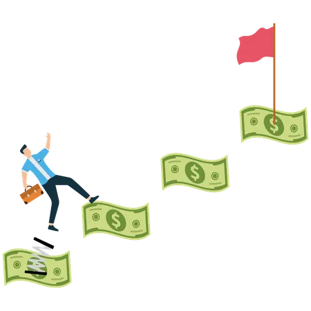 Subiendo escalones financieros hacia el éxito  Ilustración