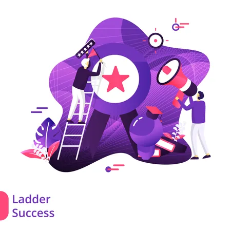 Ilustración moderna del éxito de la escalera  Ilustración