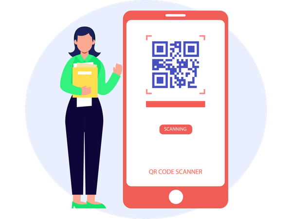 Escaneando código QR para pago  Ilustración