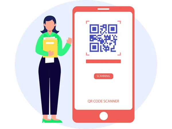 Escaneando código QR para pago  Ilustración