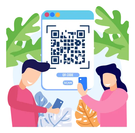 Escaneando código qr  Ilustración