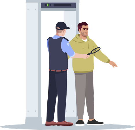 Escaneo corporal en la seguridad del aeropuerto  Ilustración