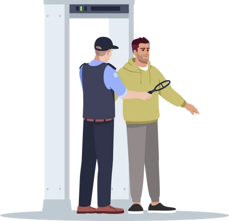 Escaneo corporal en la seguridad del aeropuerto  Ilustración