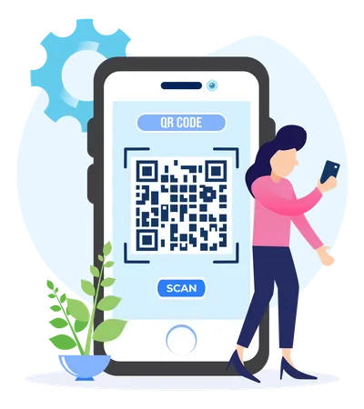 Escaneo de código qr móvil  Ilustración