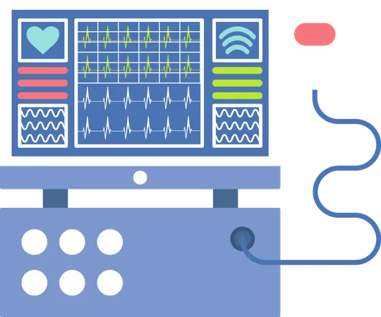 Escaneo de latidos del corazón y tecnología de cardiología  Ilustración