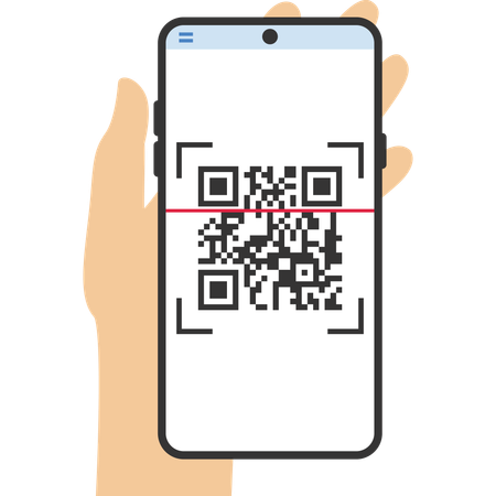 Escaneo de código QR con dispositivo móvil  Ilustración