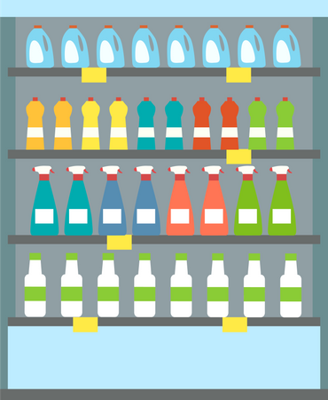 Vitrina de bebidas en el refrigerador  Ilustración