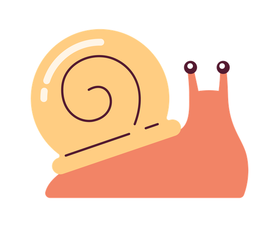 Escargot avec une grosse coquille en spirale dorée  Illustration