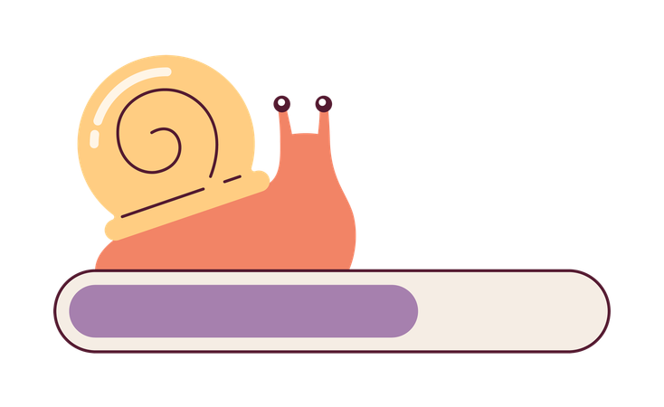 Escargot lentement avec barre de chargement en coquille en spirale  Illustration